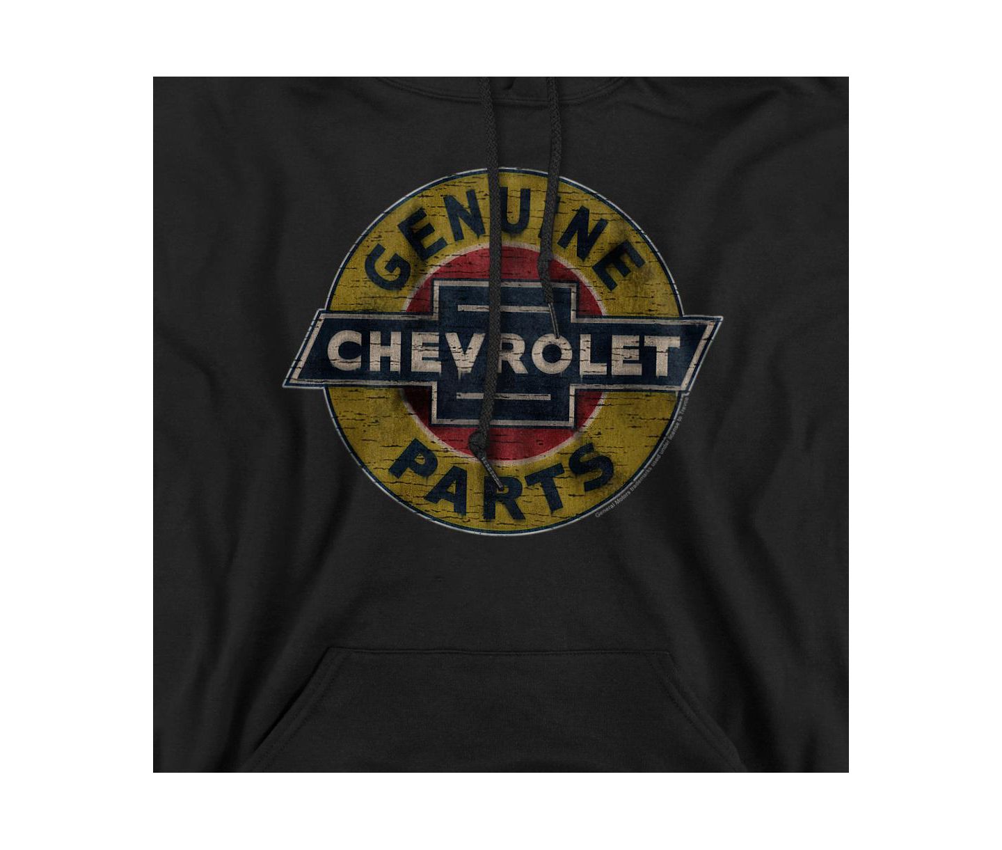 Мужское худи Corvette Genuine Chevy Parts Distressed Sign Pull-Over, цвет: Чёрный — фото 2