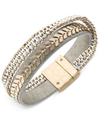 lonna & lilly - Two-Tone Leather Multi-Row Flex Bracelet