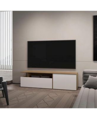 Dilkon TV Stand with Drop-Down Door, Hinged Door, Open Shelves,Cable Management