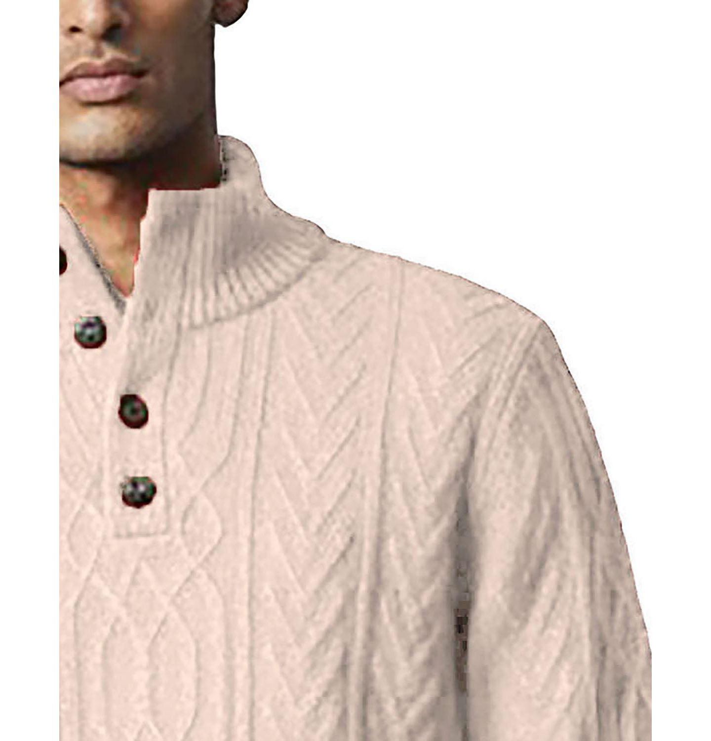 Мужской свитер Hope & Henry Cable-Knit Mock-Neck, цвет: Слоновая кость — фото 2