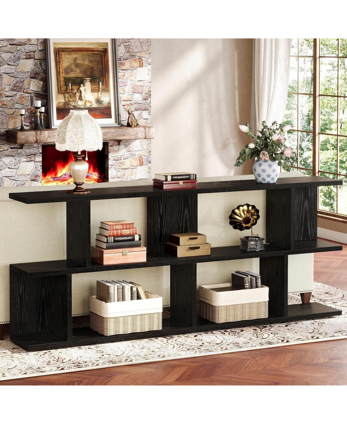 Tribesigns 71'' Extra Long Sofa Table, 3 Tier Farmhouse Console Table