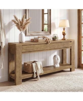 63-inch Console Table with 2 Hidden Storage Drawers