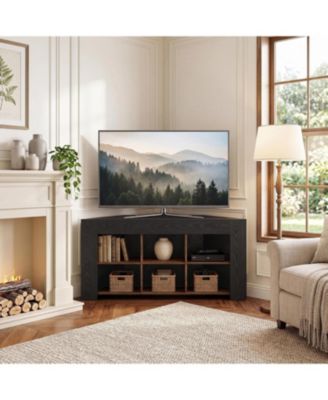 59" Corner TV Stand with 6 Open Storage Cubes