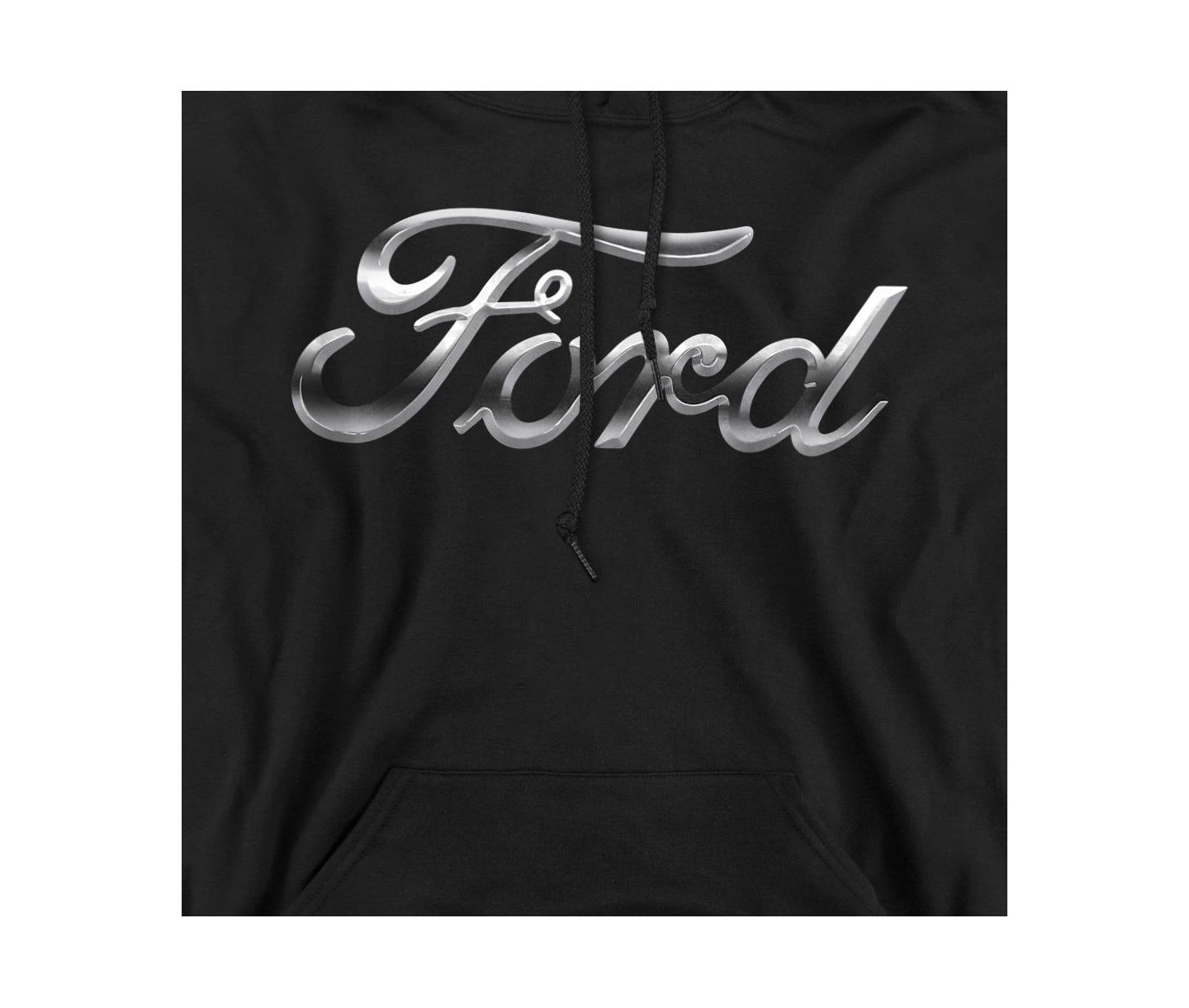 Мужское худи Mustang Ford Chrome Logo Graphic Pullover, цвет: Чёрный — фото 2
