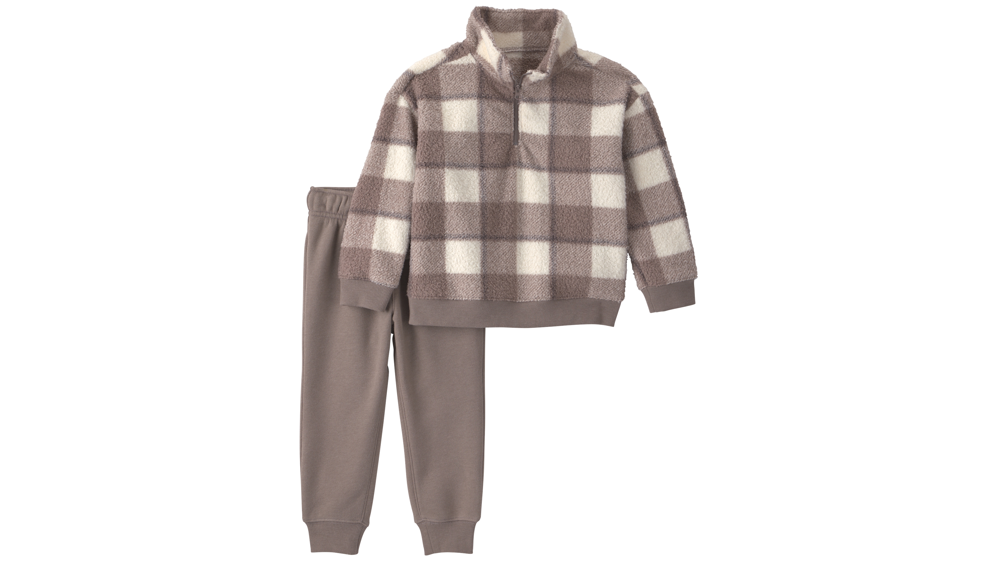 Carter's Baby Boys' Checkered Teddy Fleece Shirt and Pants, 2-Piece Set
