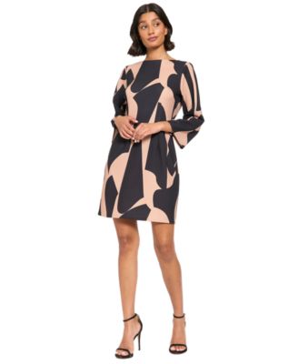 Petite Long-Sleeve Printed Dress