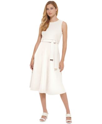 Women's Crewneck Sleeveless A-Line Suede Dress