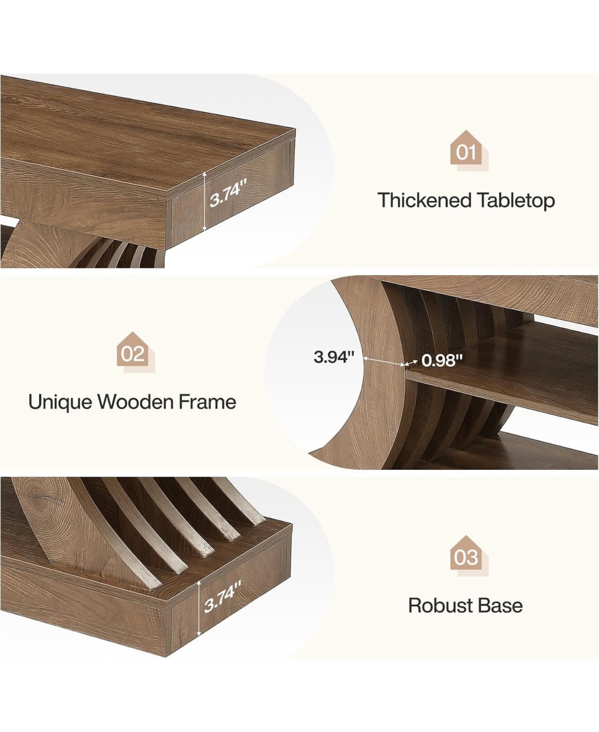 Tribesigns 63-Inch Farmhouse Entryway Console Table with Storage, Tv Console with Curved Design for Living Room, Bedroom