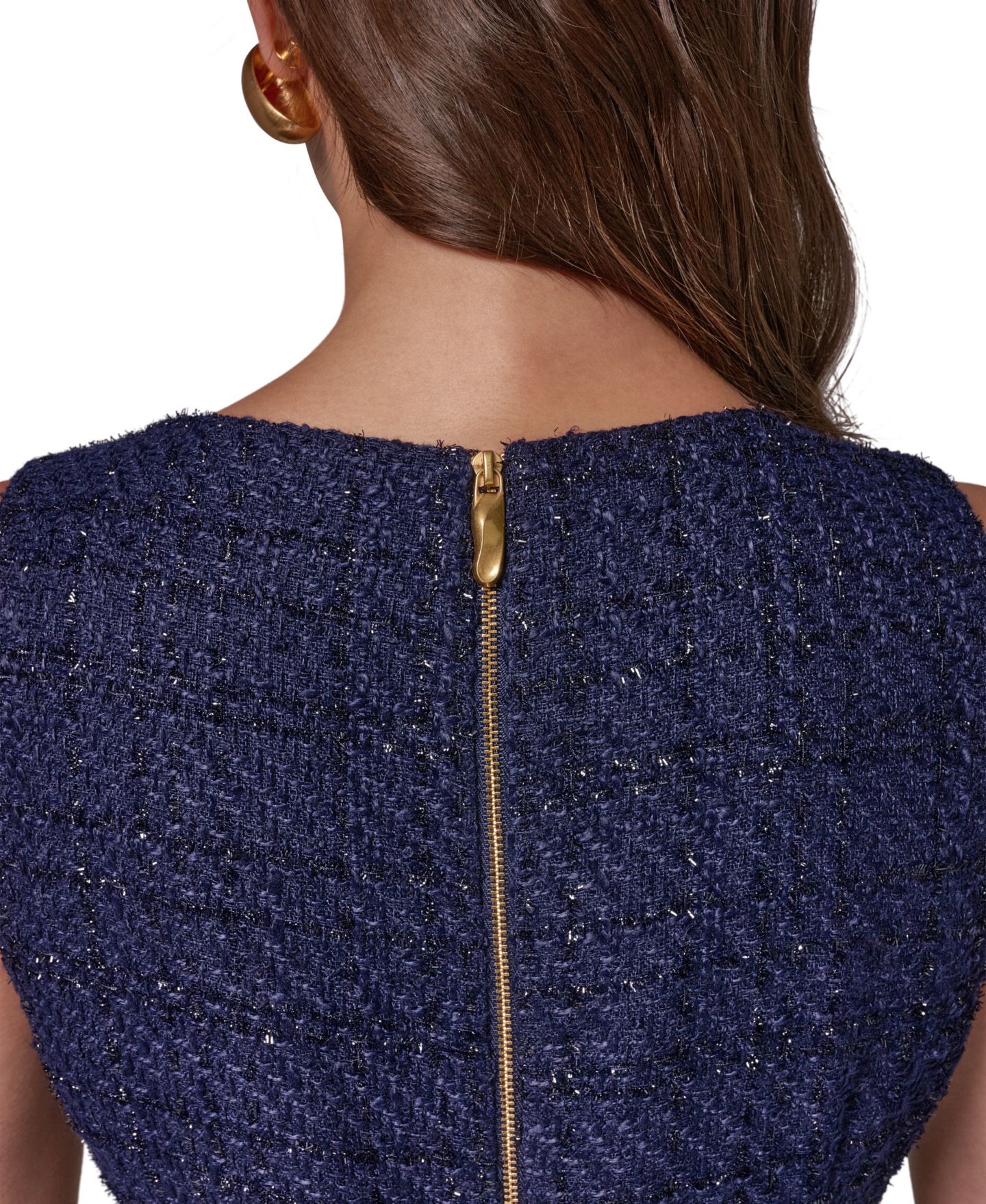 Женское платье Donna Karan New York Tweed Asymmetric Neck Midi, цвет: Ночной небесно-голубой — фото 6