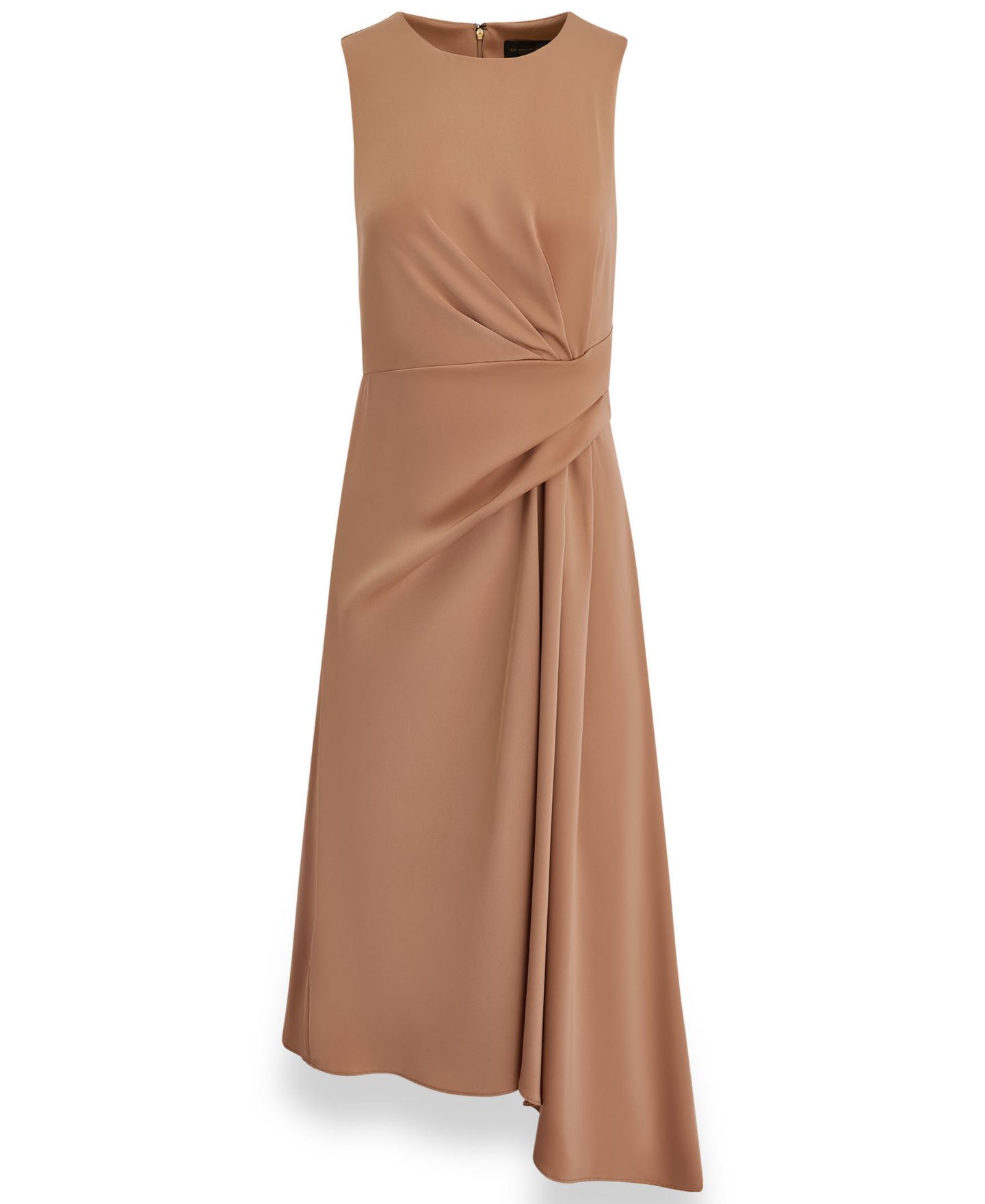 Женское платье Donna Karan New York Satin Draped-Waist Asymmetric-Hem Midi, цвет: Верблюжий — фото 5