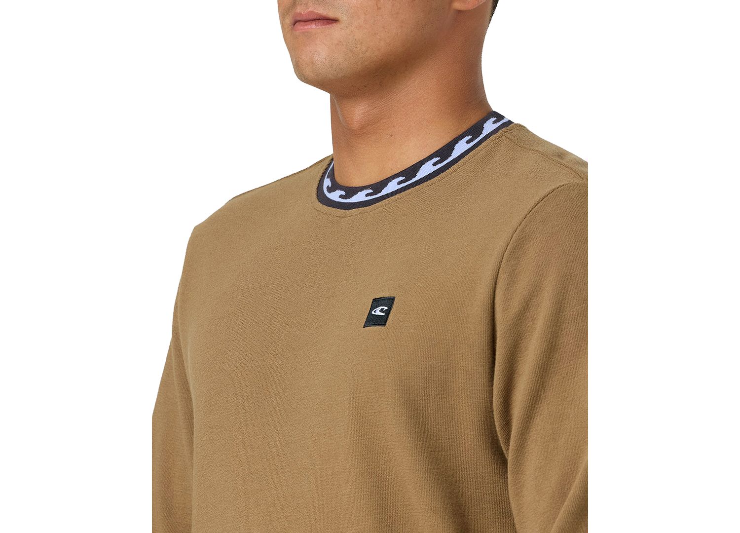Men's Wave Cult Bennett Long-Sleeve Crewneck Jacquard Wave-Pattern T-Shirt