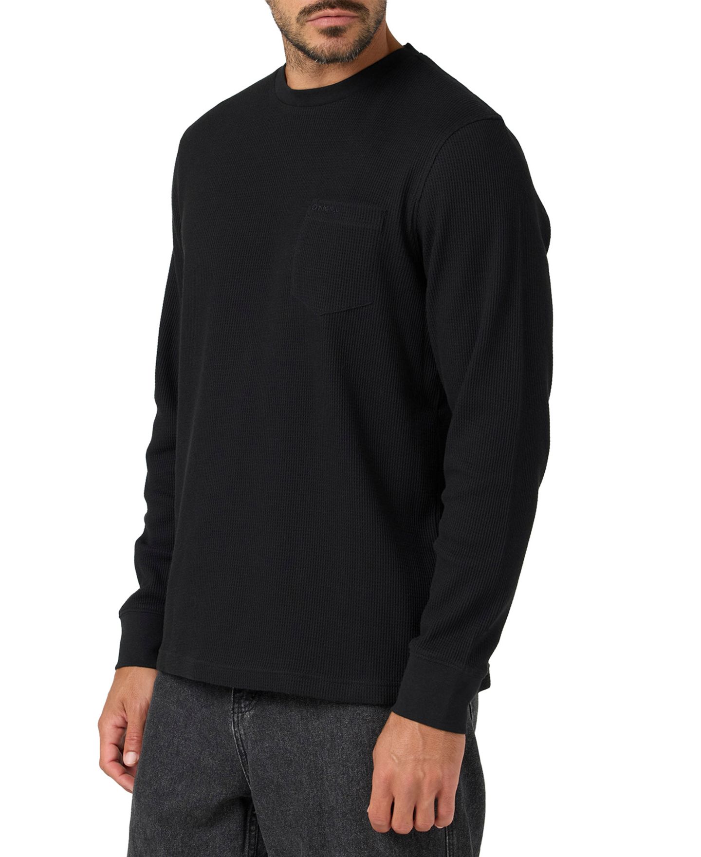 Мужская рубашка O'Neill Overland Thermal Waffle-Knit Long-Sleeve Crewneck, цвет: Чёрный — фото 2