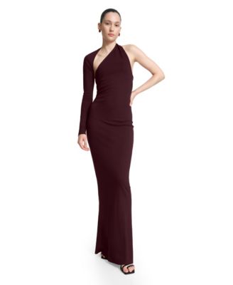 Women's Manhattan One-Shoulder Long-Sleeve Mermaid Evening Gown
