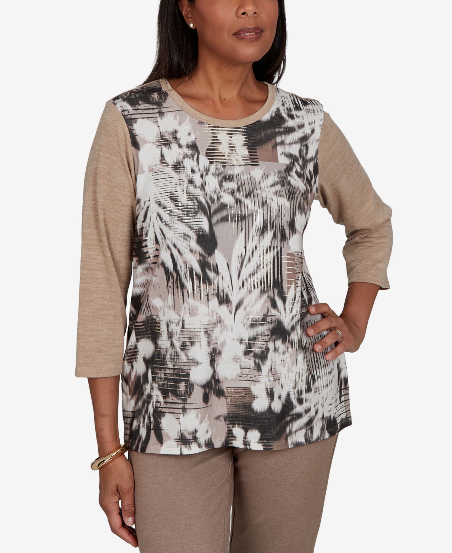 Petite Crewneck 3/4-Sleeve T-Shirt