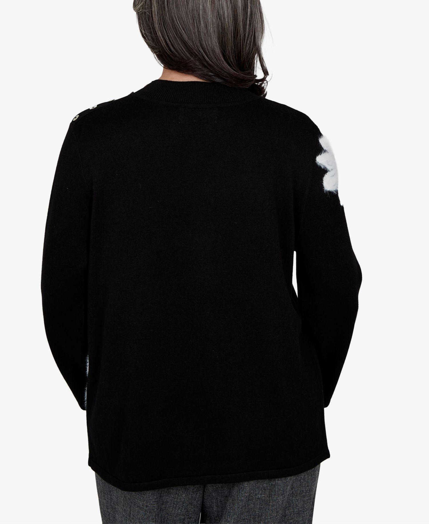 Petite 3/4-Sleeve Floral Pullover Sweater
