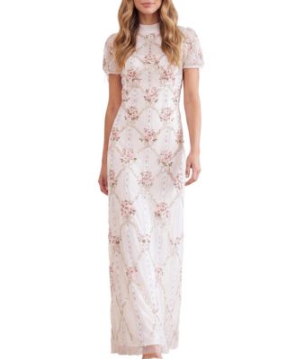 Women's High-Neck Embroidered Maxi Gown