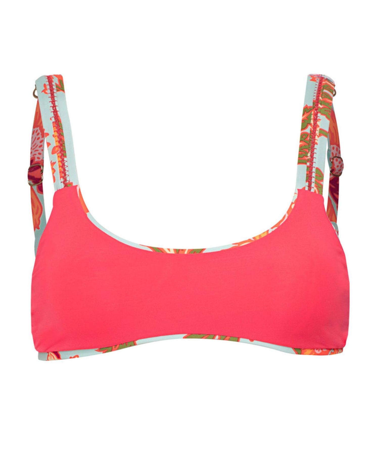 Women's Floral Scoop Neck Adjustable-Strap Nalai Bikini Top