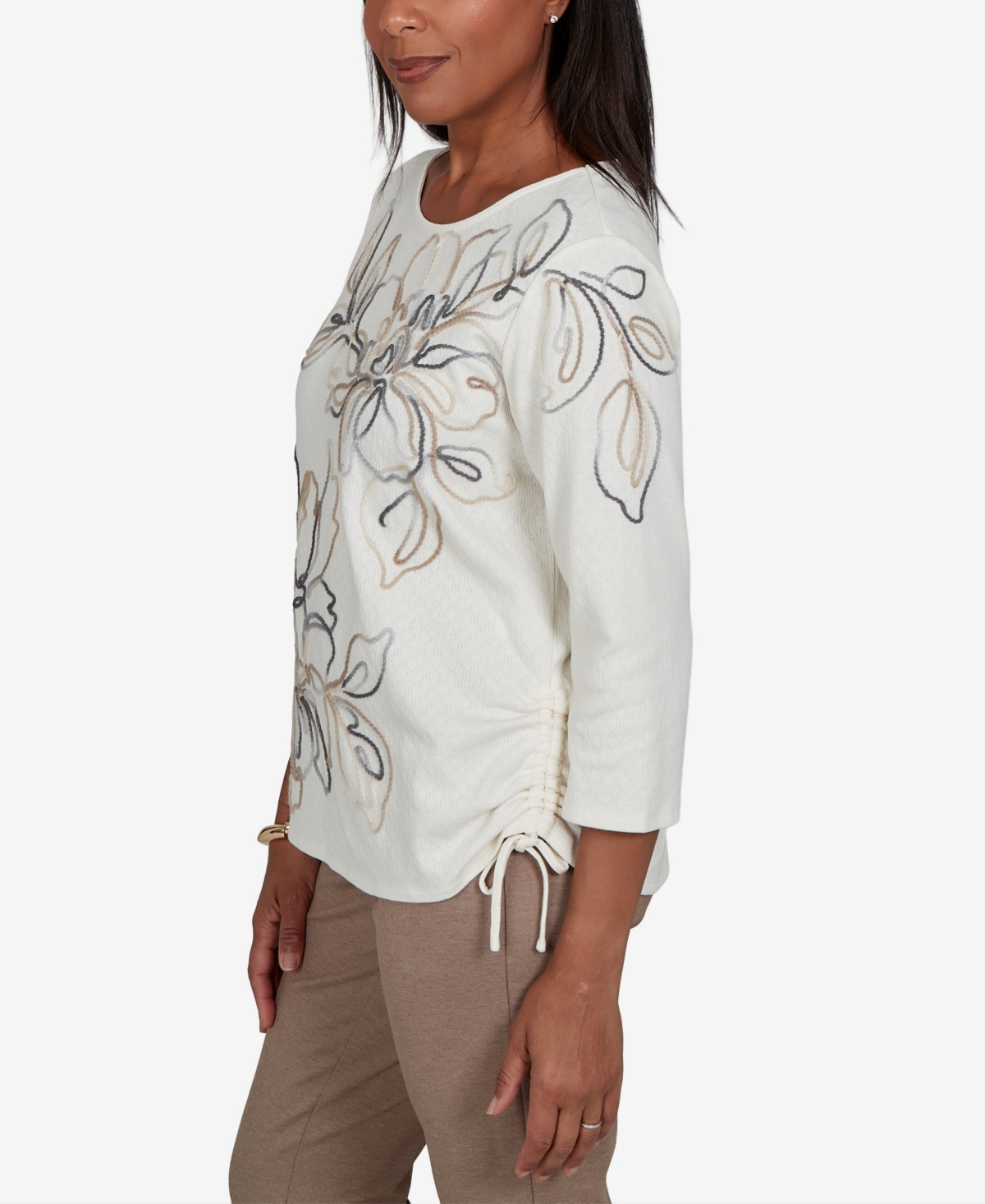 Alfred Dunner Women's Floral 3/4-Sleeve T-Shirt