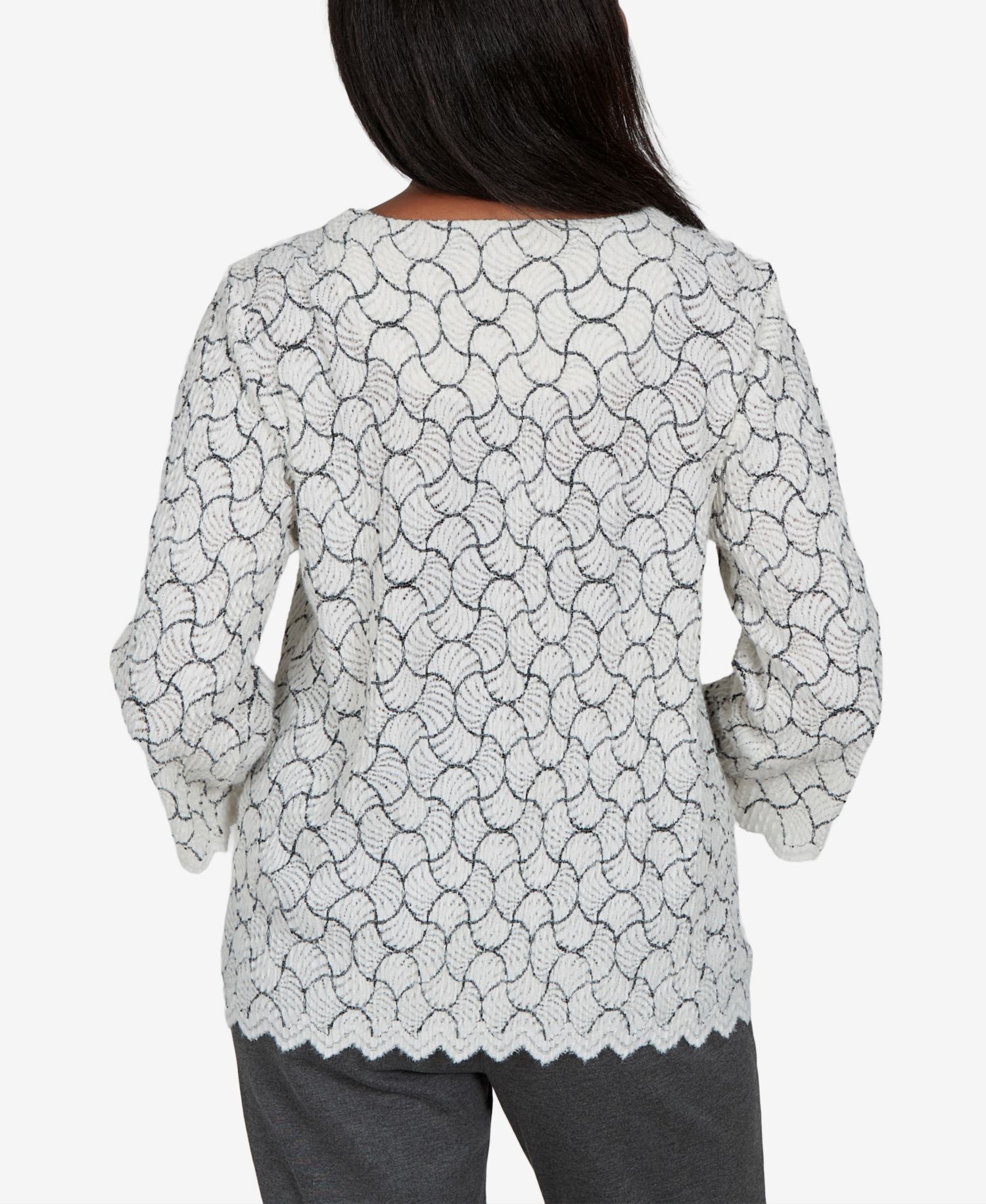 Women's Textured-Knit Scalloped-Hem Blouse