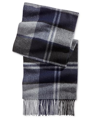 Club Room Men's Offset Plaid Cashmere Scarf, Only at Macy's