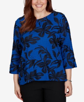 Women's Floral Knit 3/4-Sleeve Blouse