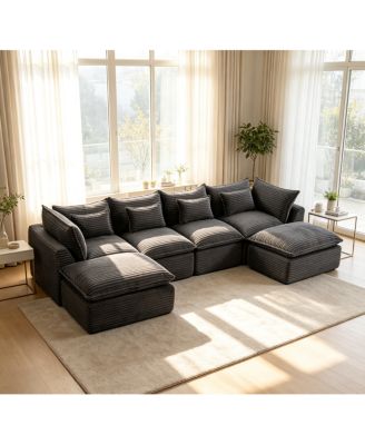Oversized Corduroy Modular Cloud Sectional Sofa with 2 Ottomans