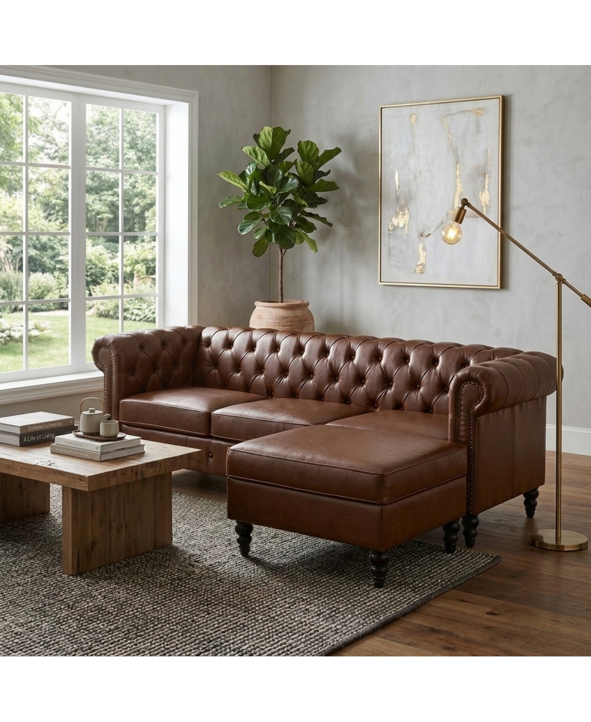 Streamdale Furniture Modern 4-Seater L-Shaped Sectional Sofa with Storage Ottoman