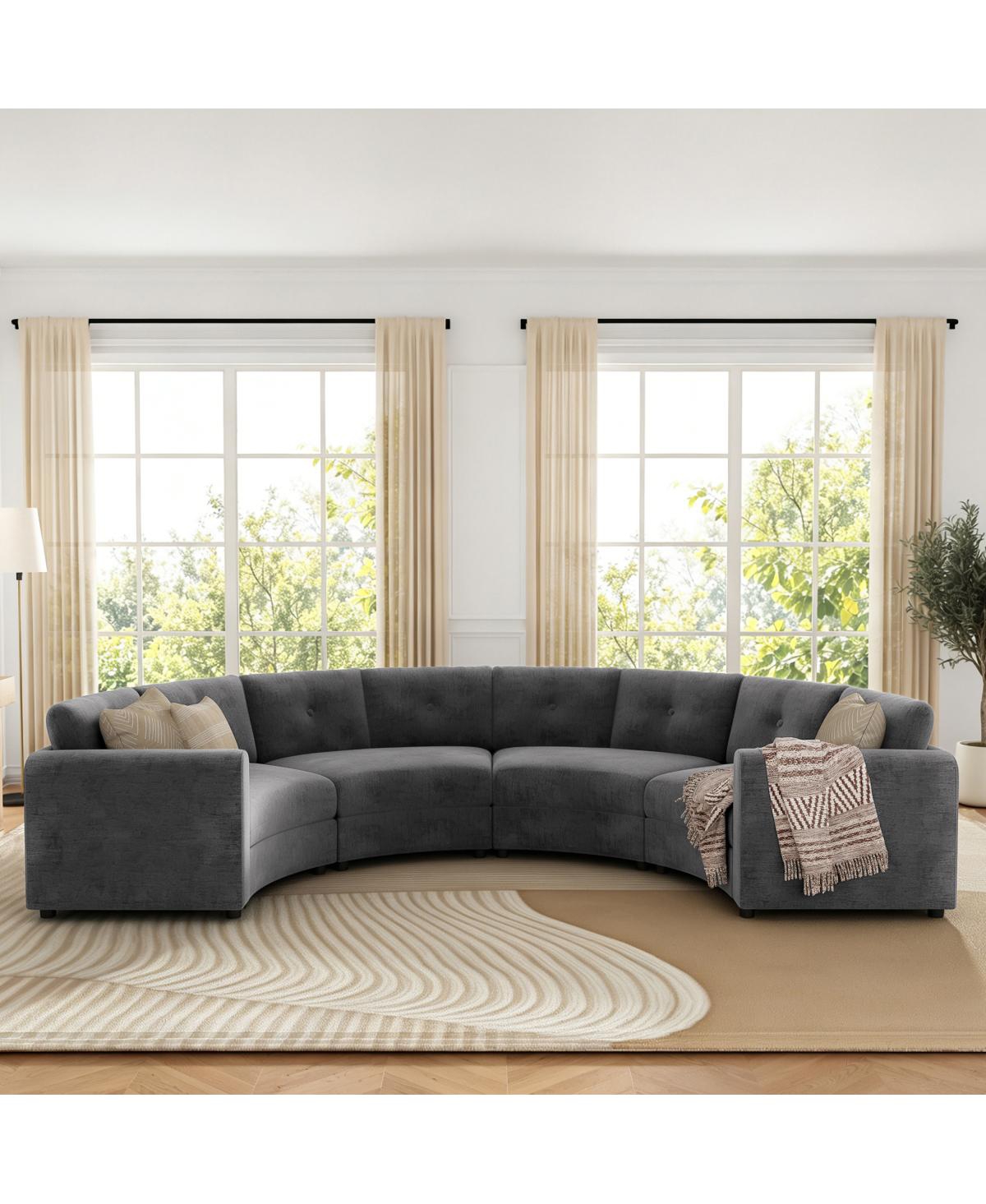 Streamdale Furniture 4-Piece Upholstered Curved Modular Sectional Sofa