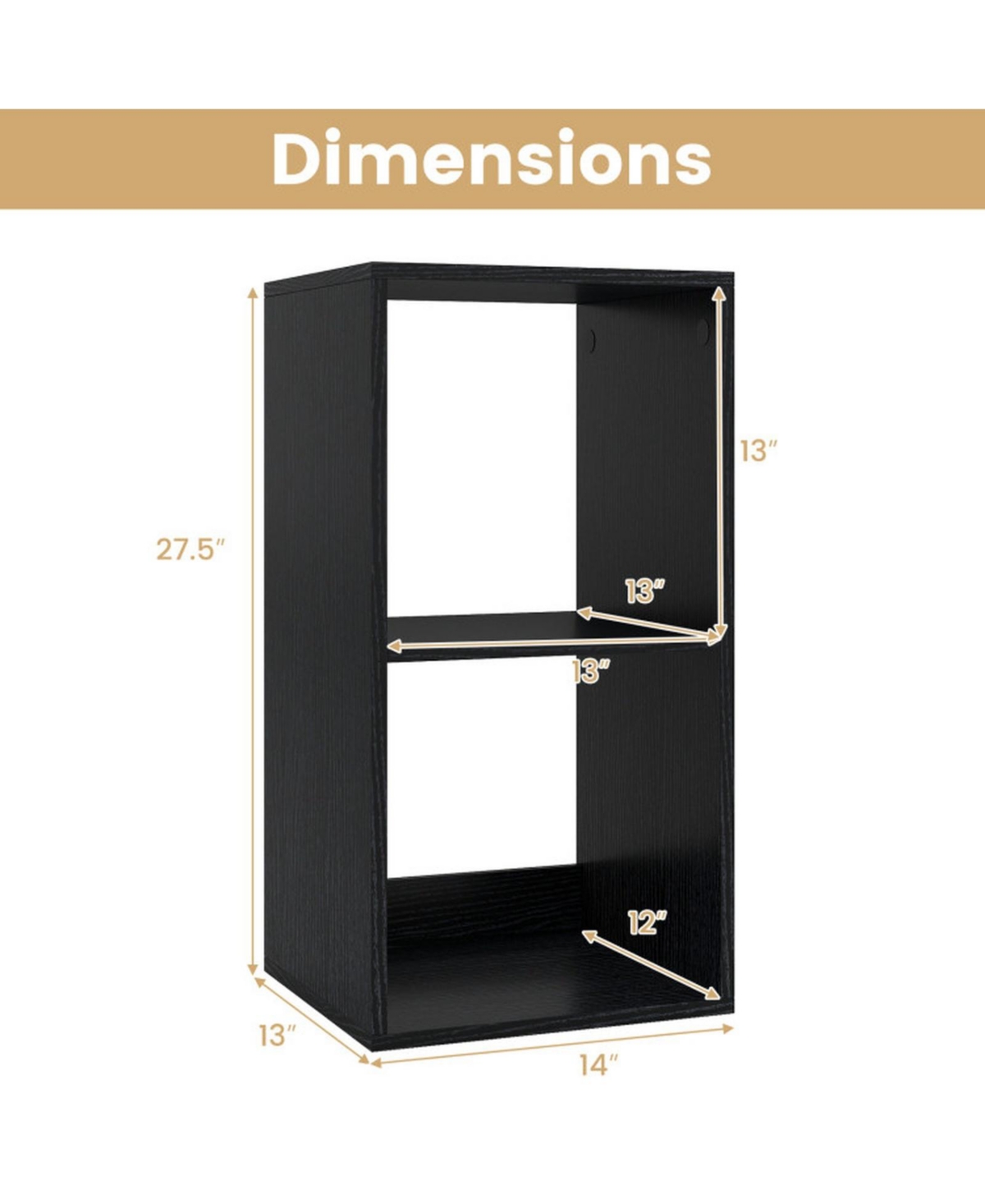Sugift 2-Cube Bookshelf with Back Guardrail for Living Room