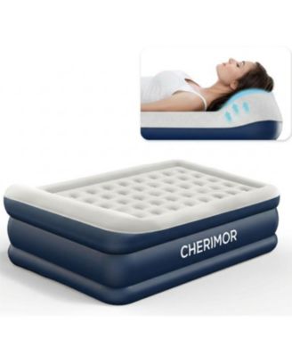 Cherimor 18" Queen Air Mattress with Built-in Pump, 800-lb Capacity, Fast Inflation Guest Bed, Honeycomb Support