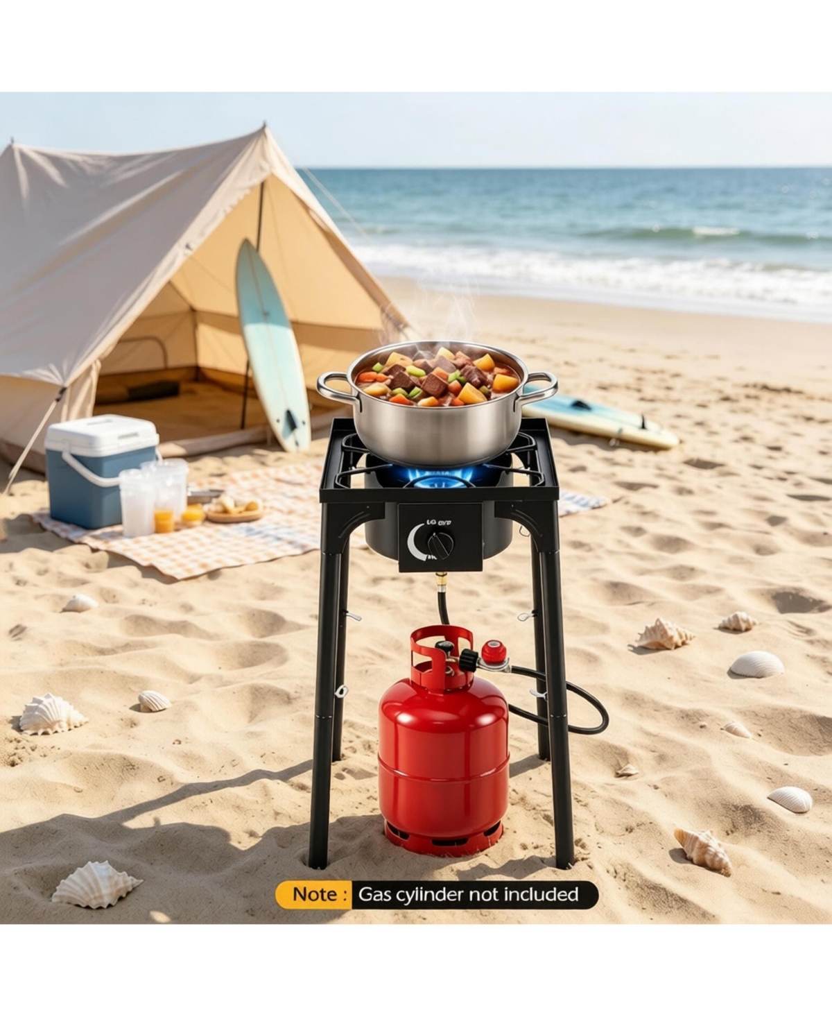Mountaintop 1 Burner Propane Stove 80000 Btu Adjustable Regulator And Hose Camping Bbq Outdoor Cooking Equipment