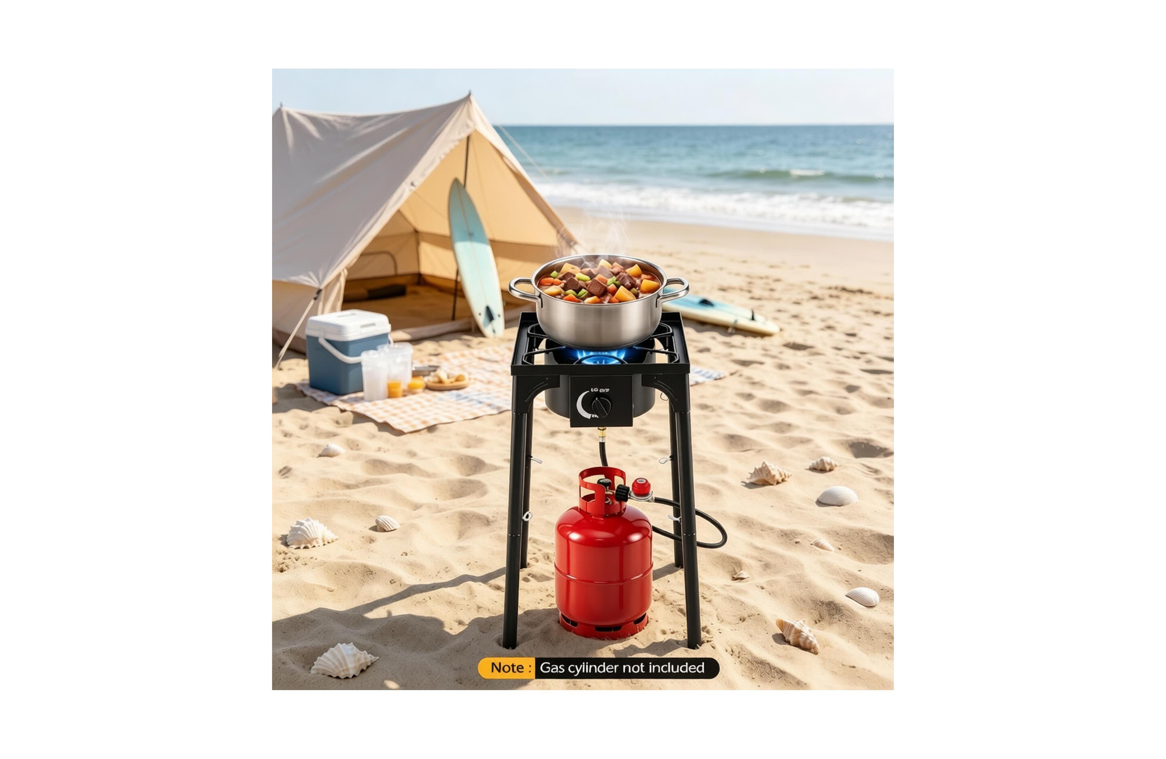 Mountaintop 1 Burner Propane Stove 80000 Btu Adjustable Regulator And Hose Camping Bbq Outdoor Cooking Equipment