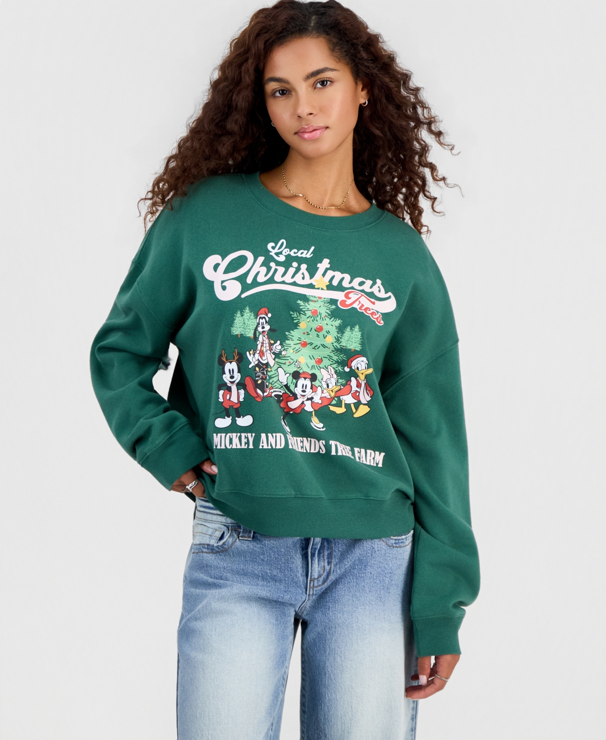 Grayson Threads, The Label Juniors' Mickey Mouse Christmas Graphic Fleece Sweatshirt