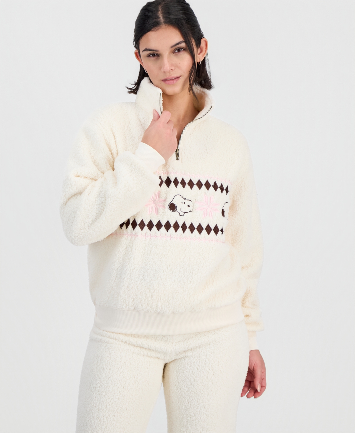 Grayson Threads, The Label Women's Snoopy Sherpa Quarter-Zip Pullover