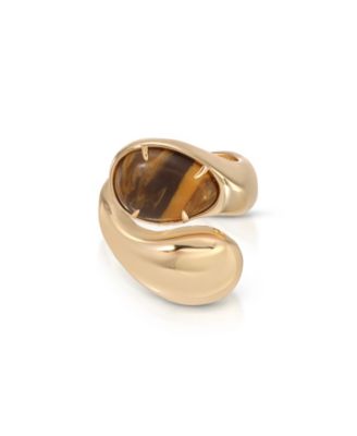 Gold-Plated Oval Stone Dome Ring