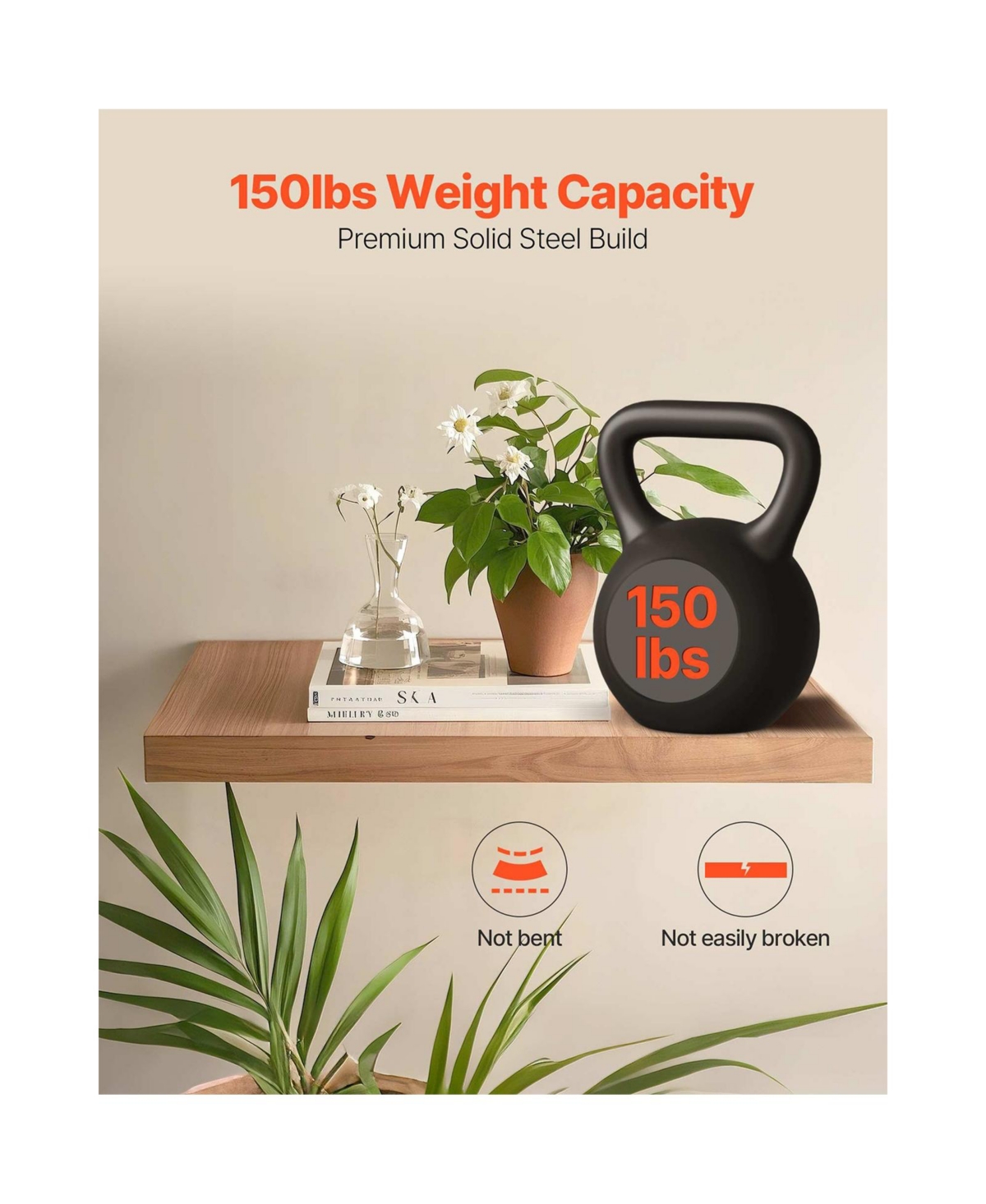 Sugift 16 Inch Hidden Floating Shelf Brackets 2 Pack with 150 Pound Capacity Per Bracket