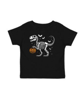 Little Boys Dinosaur Skeleton Halloween Short Sleeve T-Shirt