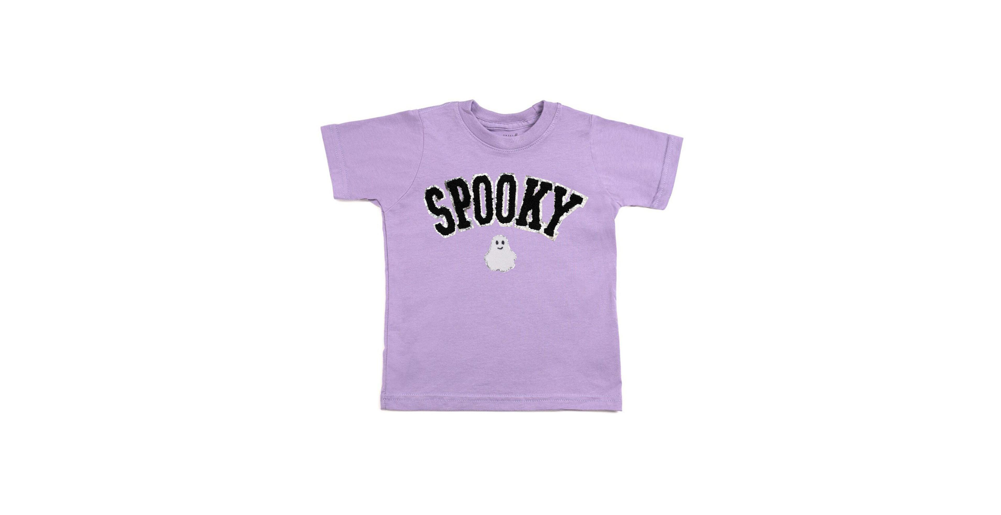 Sweet Wink Little Girls Spooky Ghost Patch Halloween Short Sleeve T-Shirt
