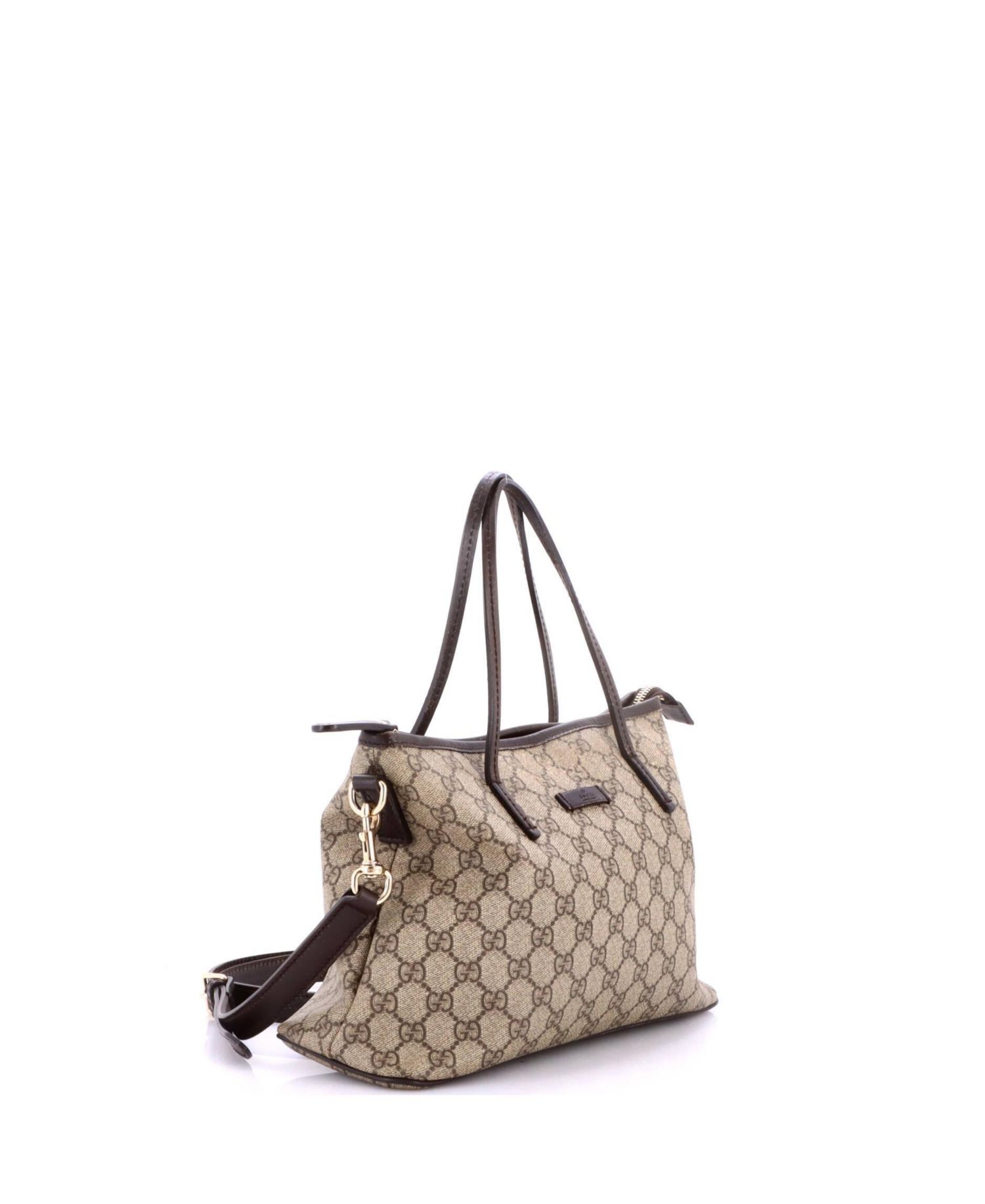 Small Convertible Zip Tote GG Coated Canvas with Leather