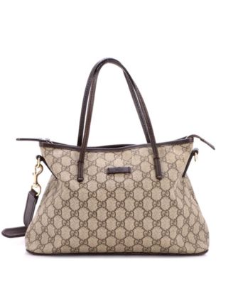 Small Convertible Zip Tote GG Coated Canvas with Leather