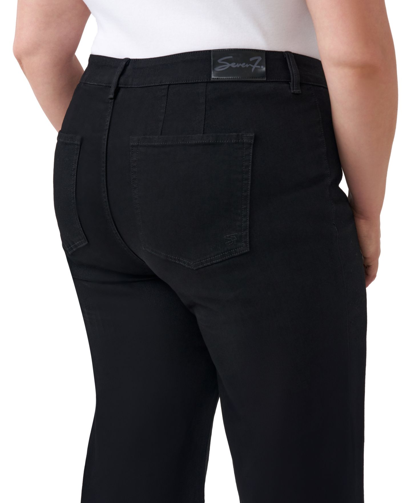 Женские джинсы Seven7 Plus Size High-Waisted Wide-Leg Pintuck, цвет: Чёрный — фото 3