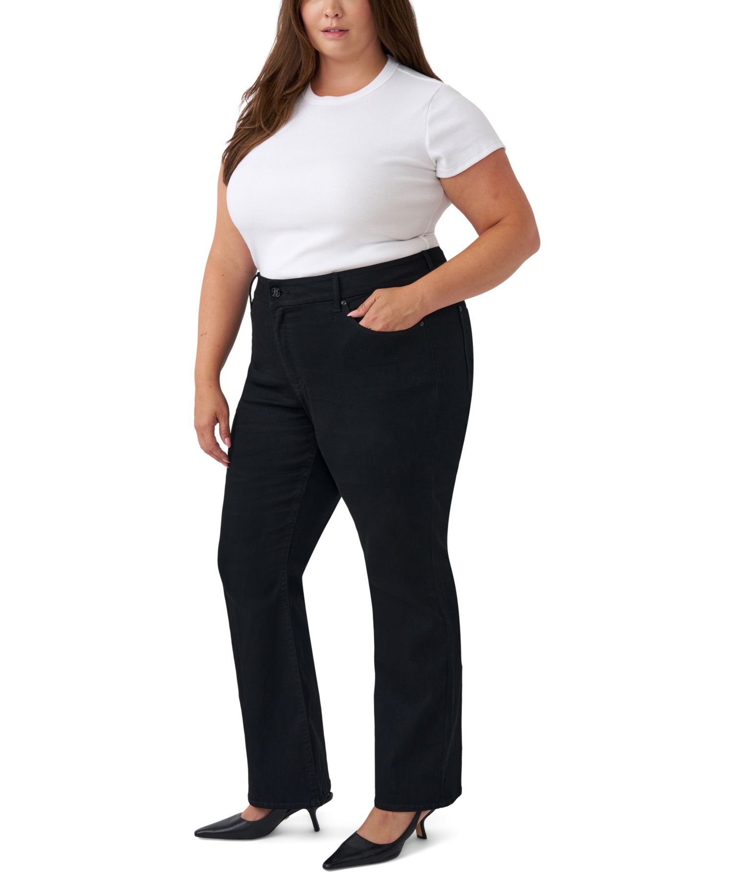 Plus Size Tummyless Boot High-Rise Bootcut Tummy-Control Paneling Jeans
