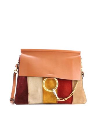 Medium Faye Shoulder Bag Stitched Suede and Leather