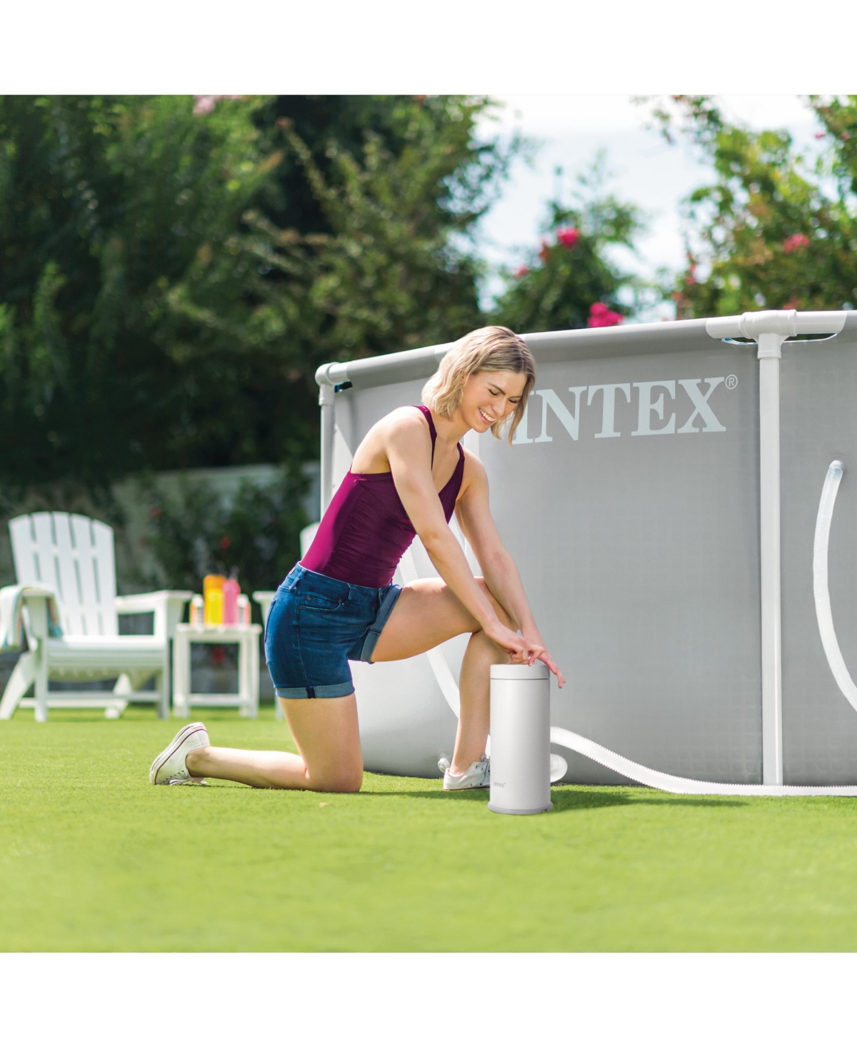 Intex Prism Frame 15ft x 48in Premium Above Ground Pool Set with Filter Pump