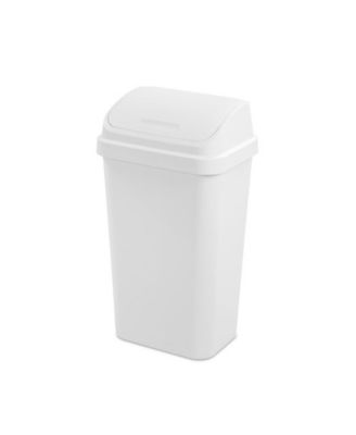 13 Gal Swing Top Lidded Wastebasket Kitchen Trash Can, White (16 Pack)