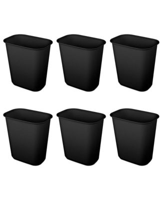 Rectangular Wastebasket 5.5 Gallon Open Top Trash Bin, 6 Pack, Black