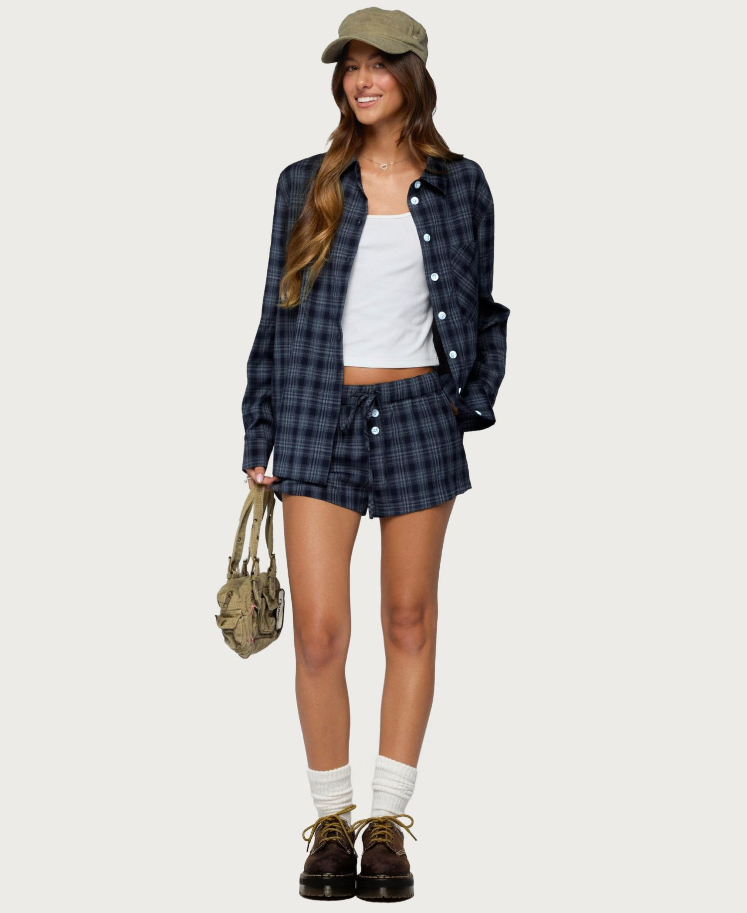 Women's Alessa Plaid Mid-Rise Shorts, 2" Inseam