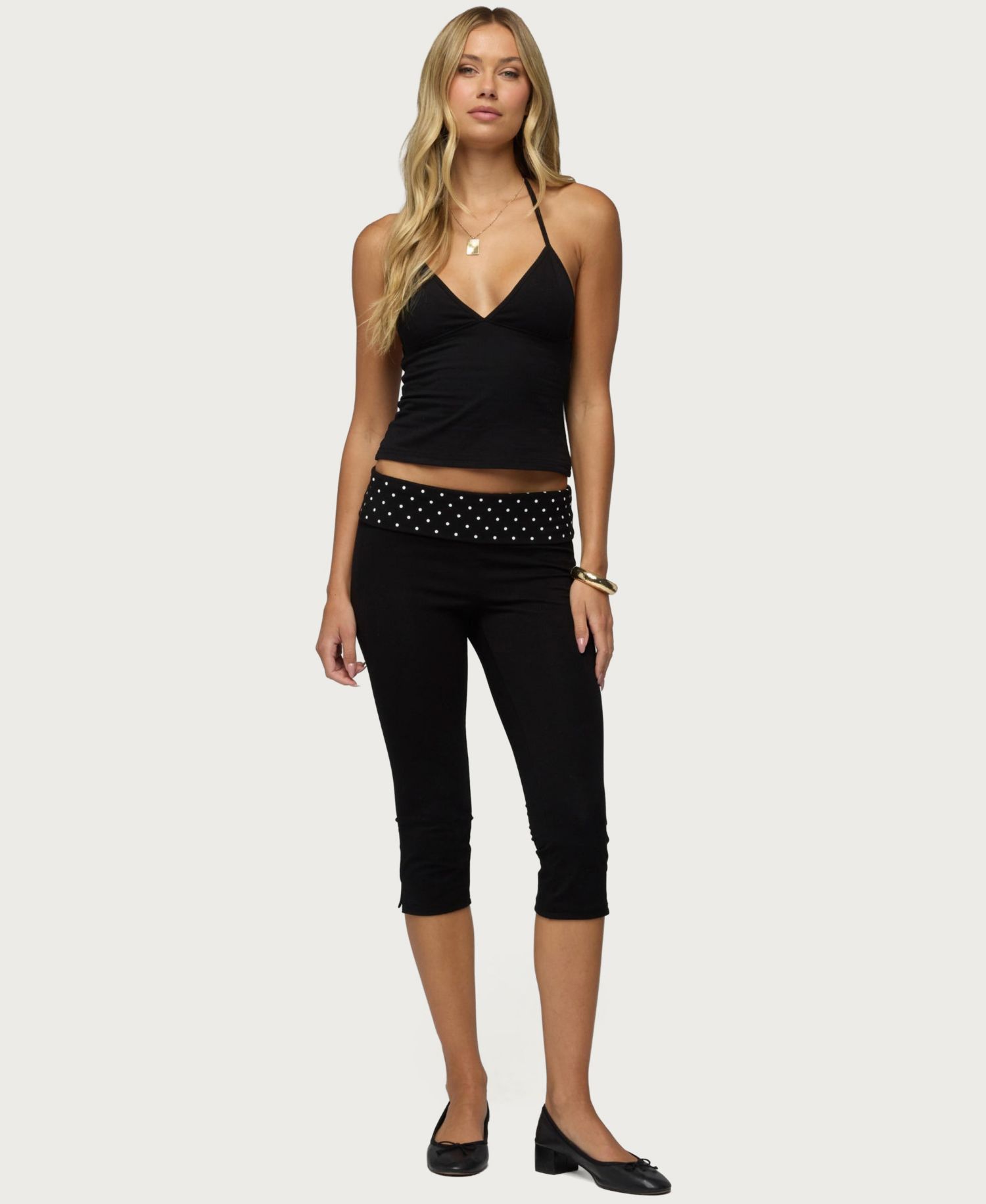 Women's Genni Low-Rise Polka-Dot Capri Pants