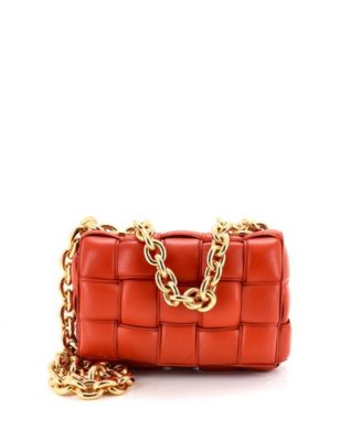 Cassette Chain Crossbody Bag Padded Maxi Intrecciato Leather