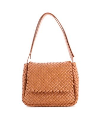 Small Cobble Flap Shoulder Bag Padded Intrecciato Leather